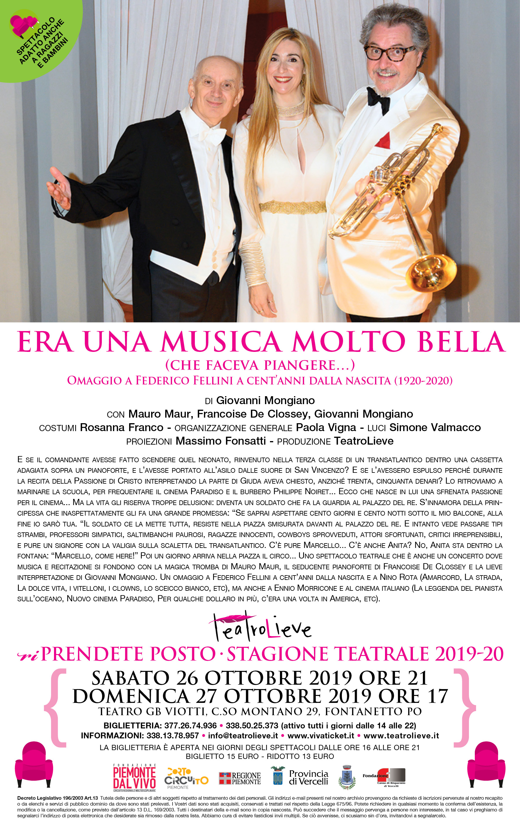 L&rsquo;annuncio dello spettacolo nel 2019 nella newsletter TeatroLieve.